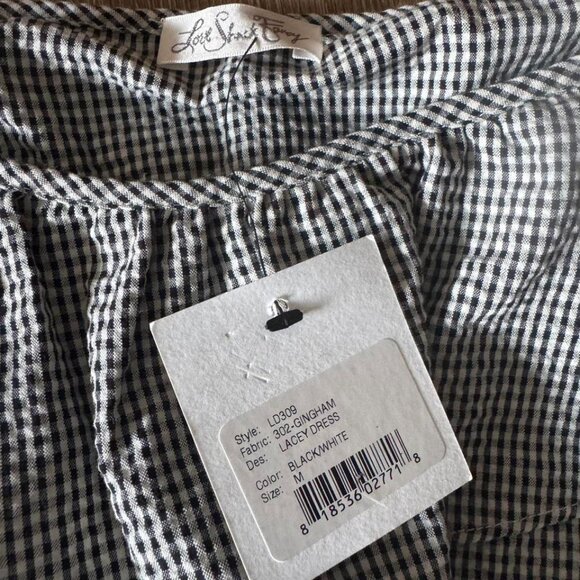 LoveShackFancy NWT Lacey Black/White Gingham Dress Size M - Picture 5 of 5